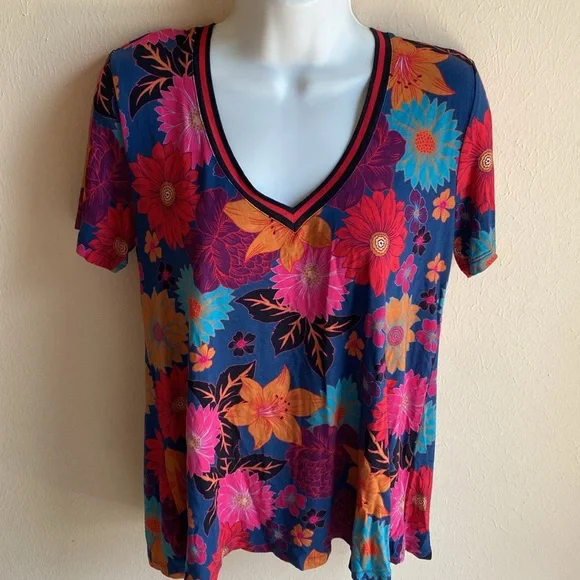 Johnny Was The Janie Favorite Short Sleeve V Neck Swing T Tee Shirt S - Picture 3 of 9